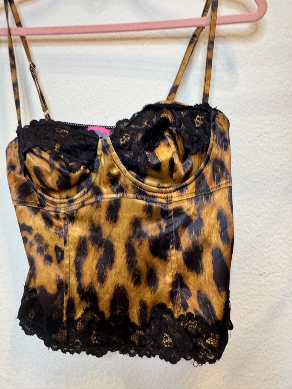 Edikted Leopard Satin Lace Bustier - Black & Gold - Picture 2 of 16